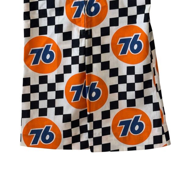Hand Made Union 76 Gas Logo Checkered Flag Little Kids Romper - Picture 3 of 5